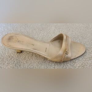 St. John Gold Heeled Mules with Gold Detail